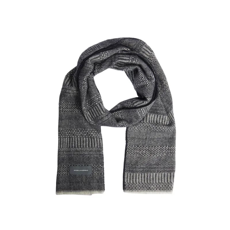 Piquadro men's scarf in pure wool, blue-grey 2