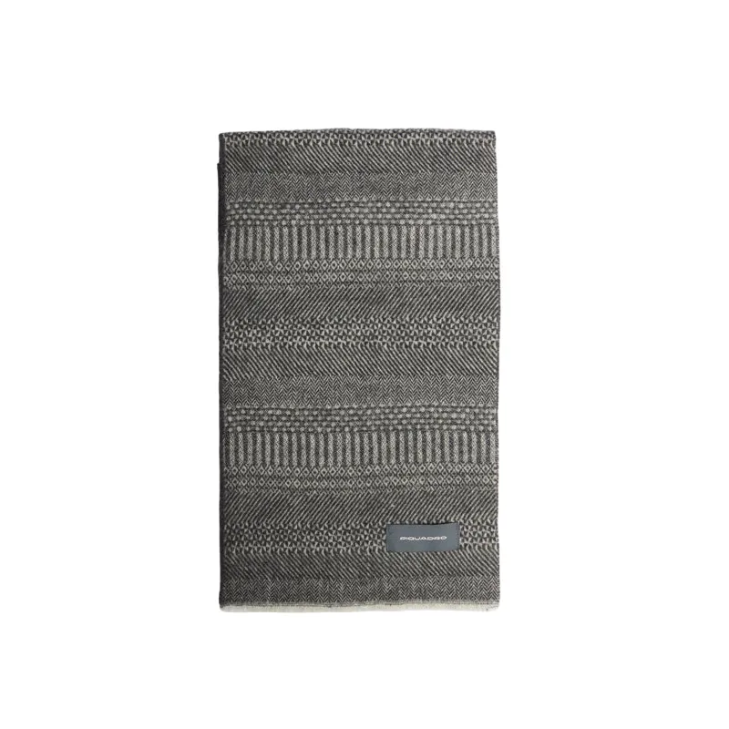 Piquadro men's scarf in pure wool, grey