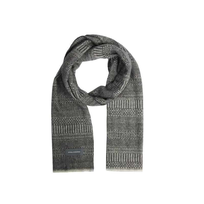 Piquadro men's scarf in pure wool, grey 2