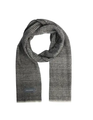 Piquadro men's scarf in pure wool, grey