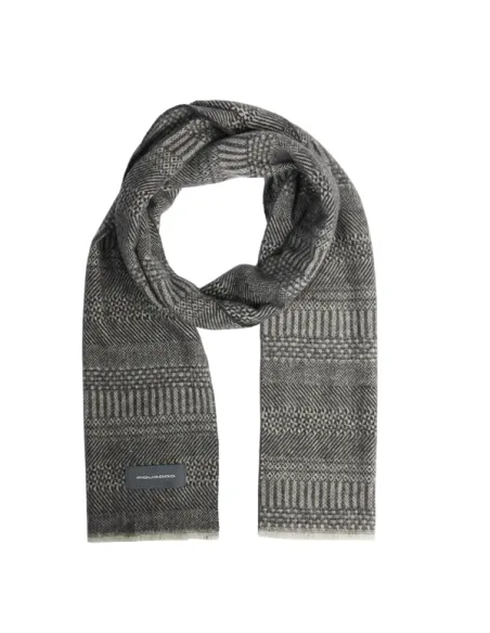 Piquadro men's scarf in pure wool, grey