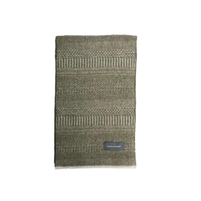 Piquadro men's scarf in pure wool, green-grey