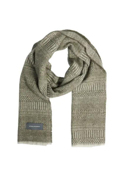 Piquadro men's scarf in pure wool, green-grey