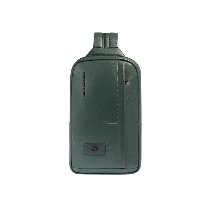 Zaino monospalla in pelle porta iPad® con sistema di...