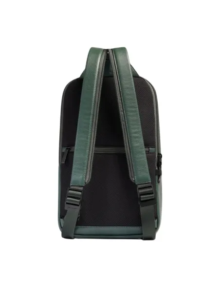 Piquadro Russel Leather Sling Backpack for Men with iPad Holder and RFID, green