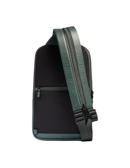 Piquadro Russel Leather Sling Backpack for Men with iPad Holder and RFID, green