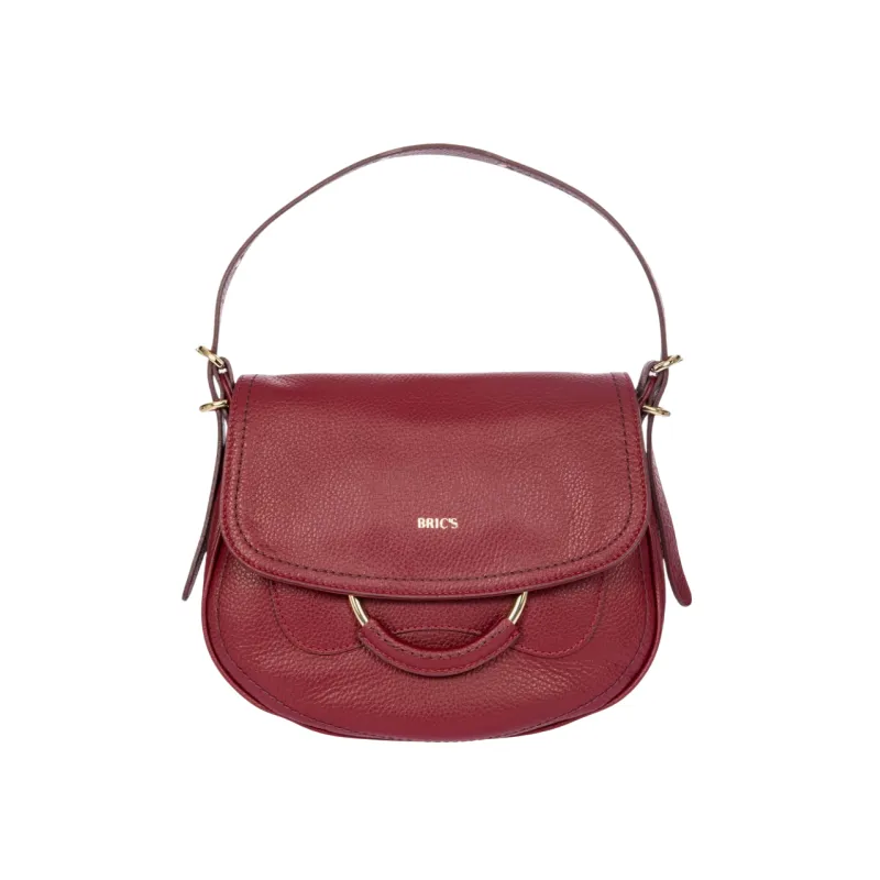 Brics Gondola women's leather shoulder bag, ruby red