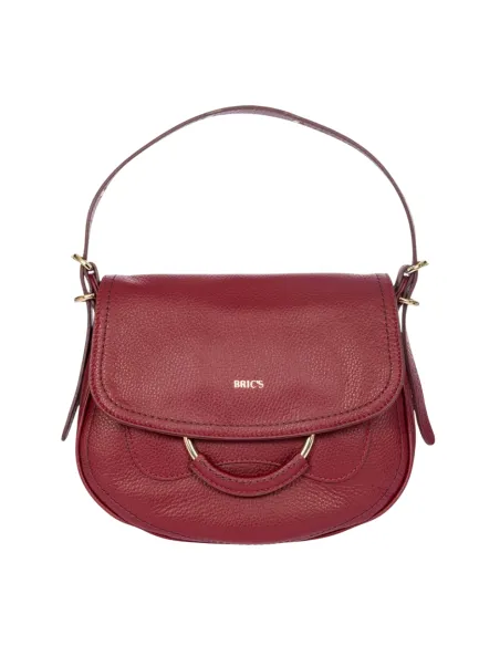 Brics Gondola women's leather shoulder bag, ruby red