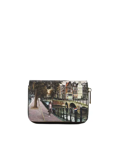 YNot Yes Bag Damenportemonnaie mittelgroß mit Reißverschluss und Druckknopf, Amsterdam Bridge