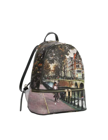Ynot Yes Bag printed fabric backpack for women stylish and practical, Amsterdam Bridge