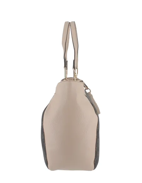 Liu Jo Large Shopping Bag with Logo, beige-dark brown