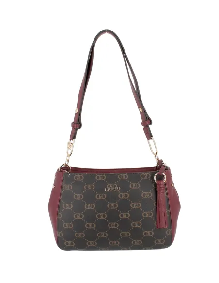 Liu Jo shoulder bag with pebble texture adjustable strap and tassel charm, red wine