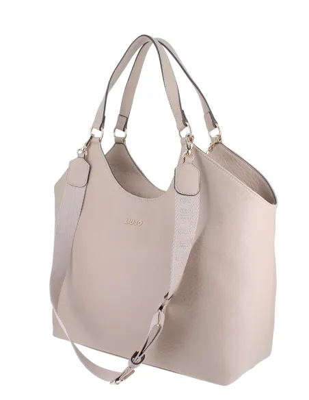 Liu Jo Grosse Damen Shopping Tasche mit Verstellbarem Riemen, Creme