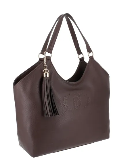 Liu Jo Large Womens Shopping Bag with Adjustable Strap, dark brown