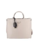Liu Jo medium shopping bag with metal logo and adjustable strap, sand