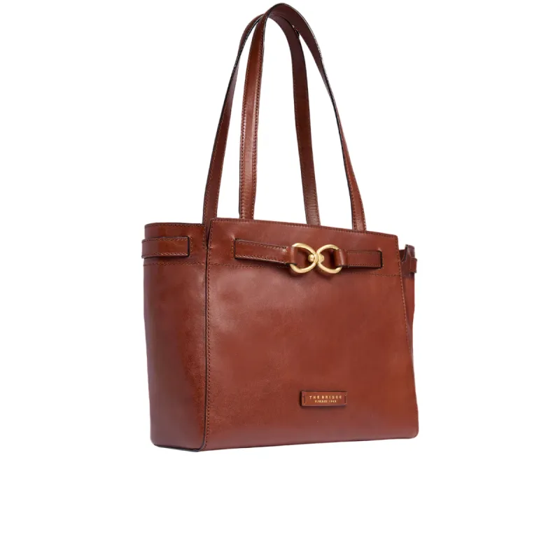 The Bridge Isotta leather shopping bag for women, brown 2