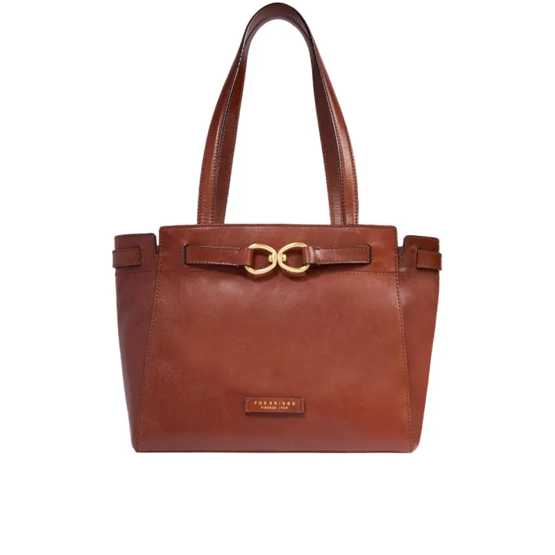 The Bridge Isotta leather shopping bag for women, brown