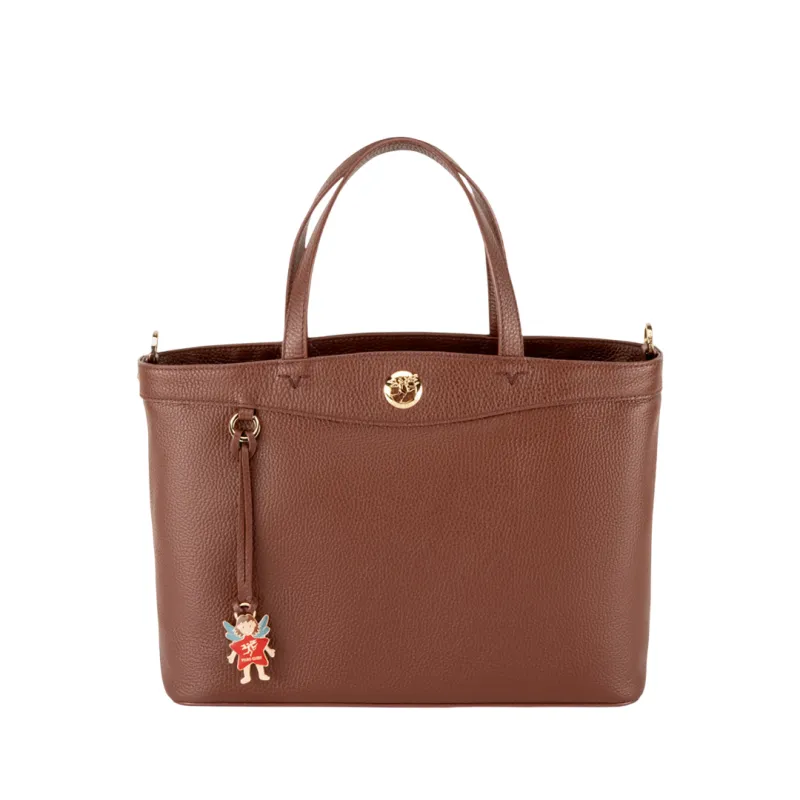 Borsa due manici in pelle Piero Guidi, marrone