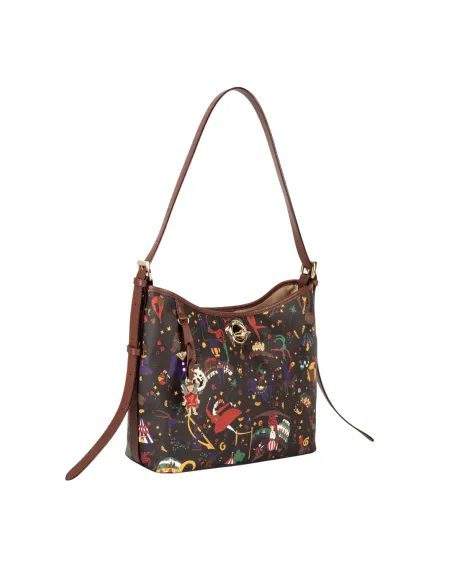 Piero Guidi Magic Circus Shoulder Bag in Fabric and Leather