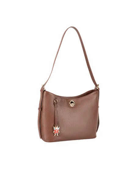 Piero Guidi Alida Shoulder Bag in Calfskin Leather, brown