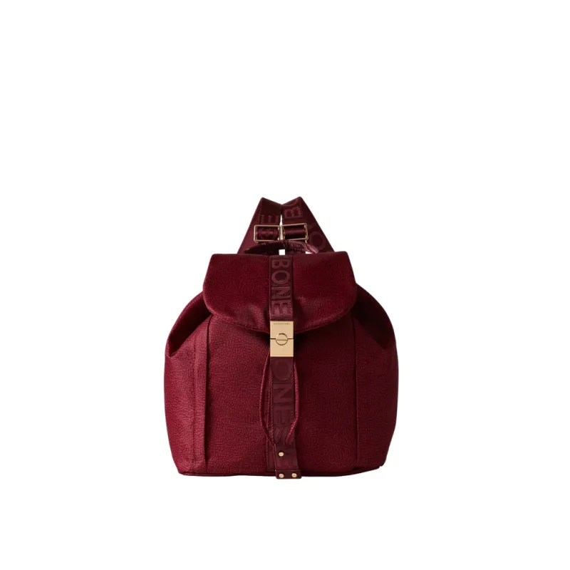 Borbonese Fold Medium Backpack in Recycled Fabric, merlot