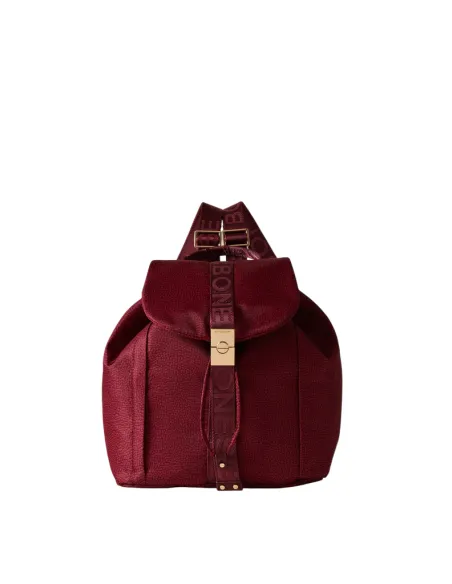 Borbonese Fold Medium Backpack in Recycled Fabric, merlot