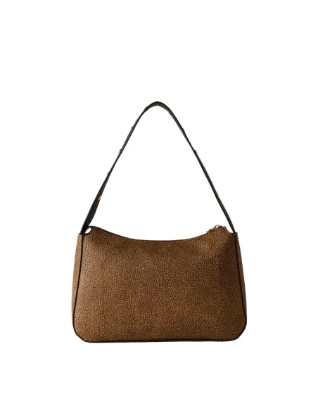 Borbonese Tulip Women's Shoulder Bag in OP Canvas and Leather