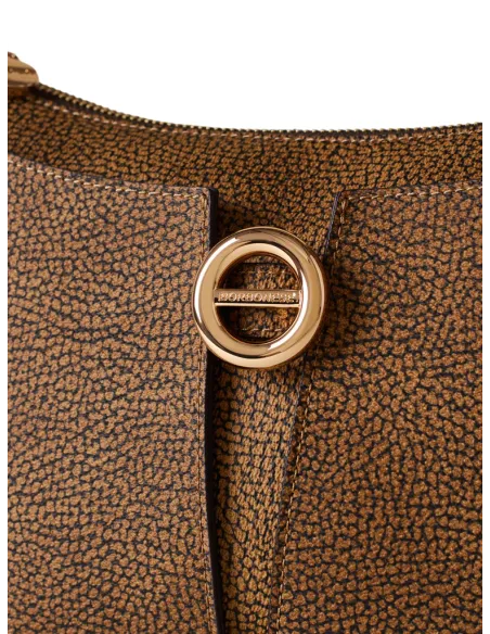 Borbonese Tulip Women's Shoulder Bag in OP Canvas and Leather