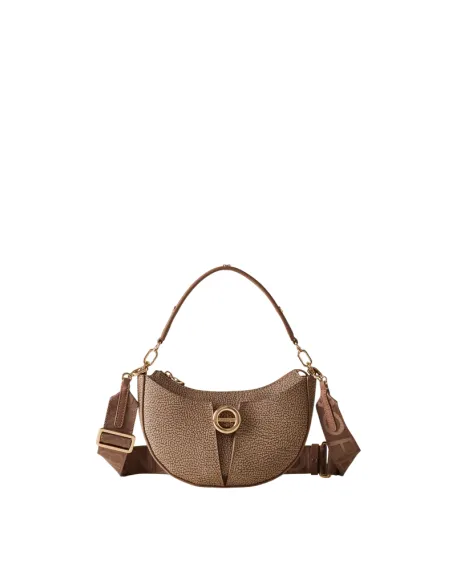 Borbonese Tulip Kleine Damenhandtasche aus OP Canvas & Leder, mushroom