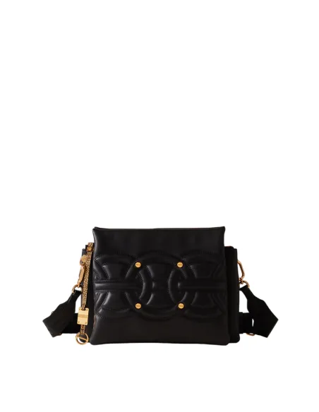 Borbonese Rondò Damenhandtasche aus gestepptem Nappaleder & Wildleder OP, schwarz