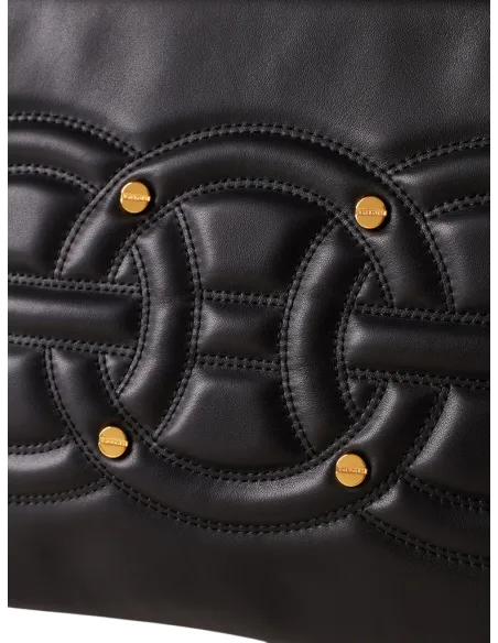 Borbonese Rondò Damenhandtasche aus gestepptem Nappaleder & Wildleder OP, schwarz