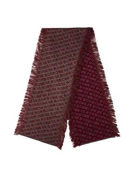 Borbonese all-over embroidered knitted scarf, bordeaux