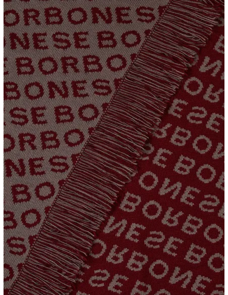 Borbonese all-over embroidered knitted scarf, bordeaux