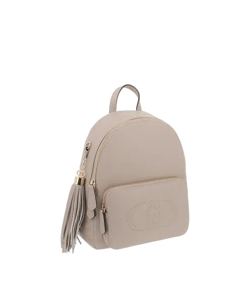 Liu Jo Better Medium Women's Backpack with Logo Straps, sand