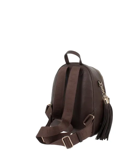 Liu Jo Better Medium Womens Backpack with Logo Straps, dark brown