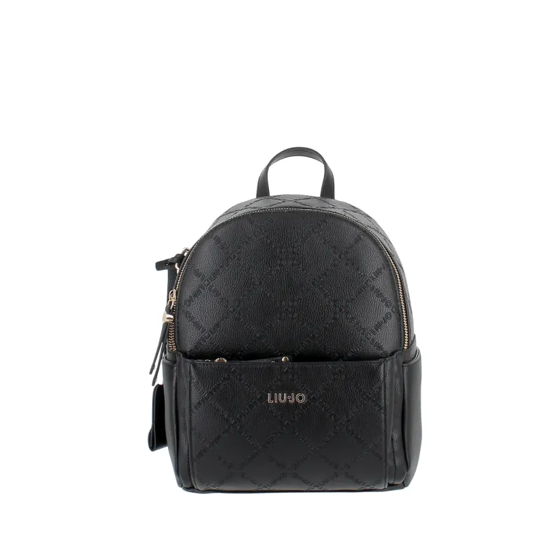 Liu Jo Damen Rucksack mit Logo Muster, schwarz