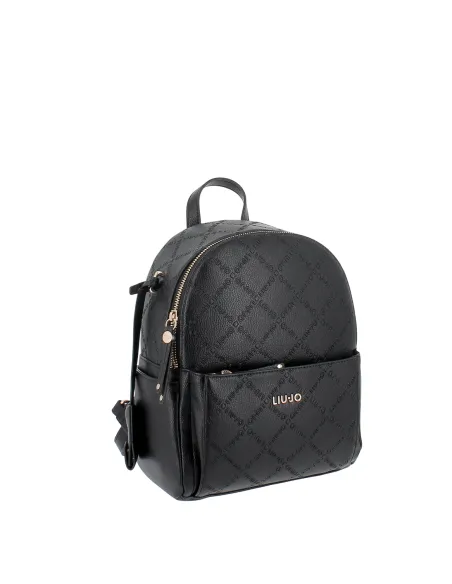 Liu Jo Damen Rucksack mit Logo Muster, schwarz
