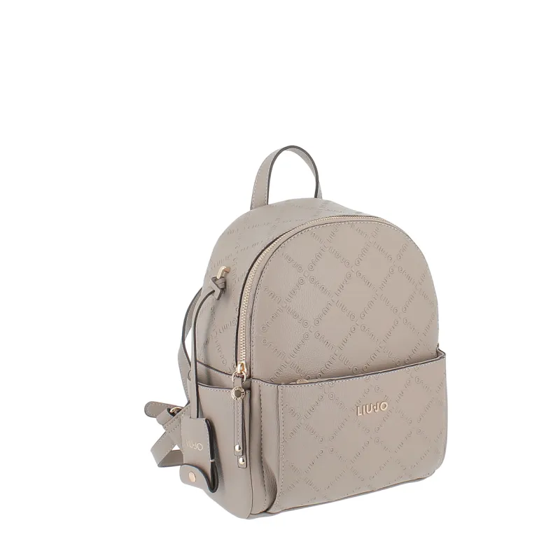 Liu Jo Damen Rucksack mit Logo Muster, desert taupe 2