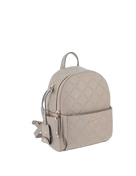 Liu Jo Women's Backpack with All Over Logo, desert taupe