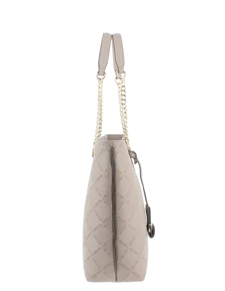 Liu Jo Shopping Tasche mit Logo Kettengriffen Struktur und Reißverschluss, taupe