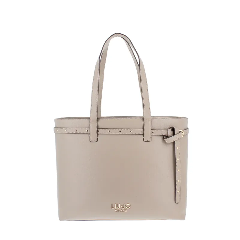 Liu Jo shopping bag with pebble texture metal logo and...
