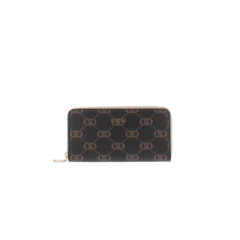 Liu Jo Large Womens Wallet in Monogram Fabric, sand
