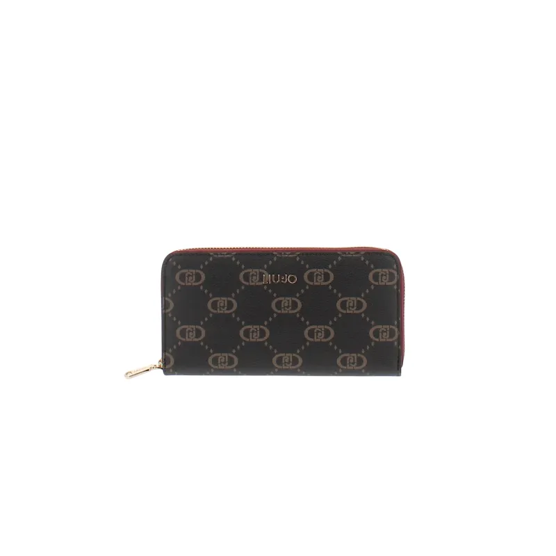Liu Jo Large Womens Wallet in Monogram Fabric, red wine