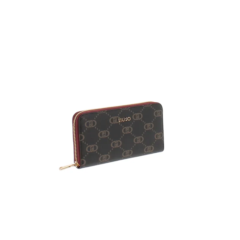 Liu Jo Large Womens Wallet in Monogram Fabric, red wine 2