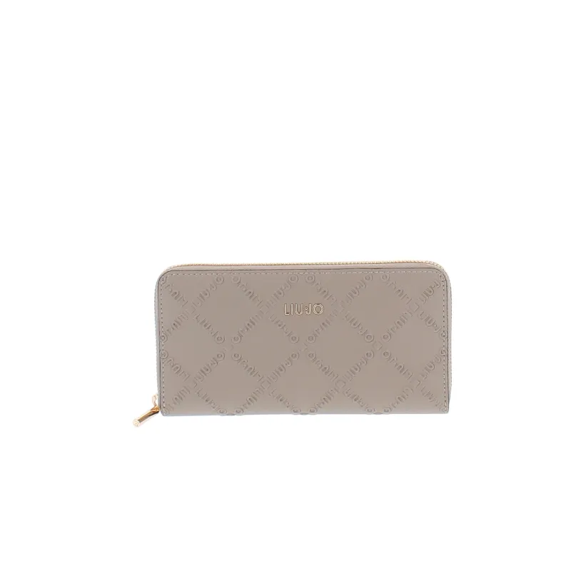 Liu Jo Large Womens Wallet in Embossed Faux Leather, taupe