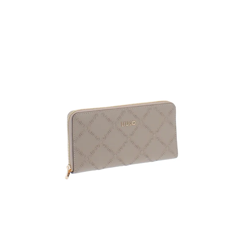 Liu Jo Large Womens Wallet in Embossed Faux Leather, taupe 2