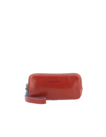 Herren-Clutch-Tasche mit drei Fächern mit Reißverschluss Piquadro Blue Square, orange