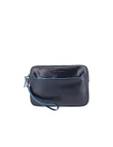 Piquadro Blue Square slim leather pouch, blue