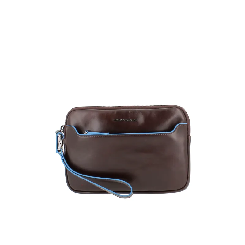 Piquadro Blue Square schlanke Ledertasche, dunkelbraun