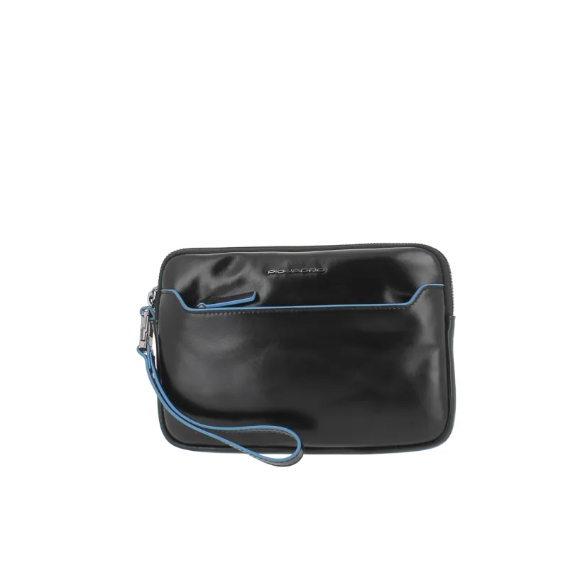 Piquadro Blue Square schlanke Ledertasche, schwarz